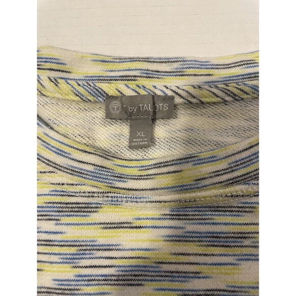 T by Talbots XL Sweatshirt Crewneck Classic French Terry Pullover Blue/Yellow - Picture 15 of 16